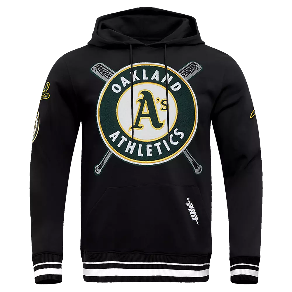 Pro Standard Men's MLB Oakland Athletics Mashup Rib PO Hoodie - Black